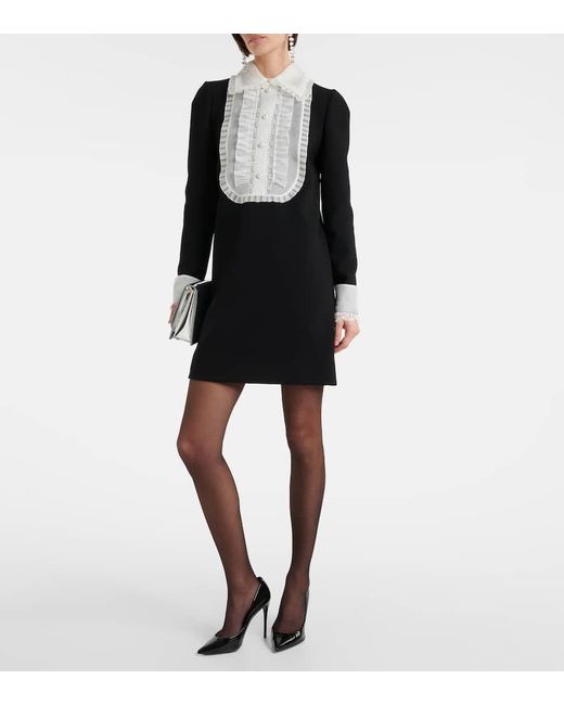 Vestido corto de crepe con organza Dolce & Gabbana de color Black