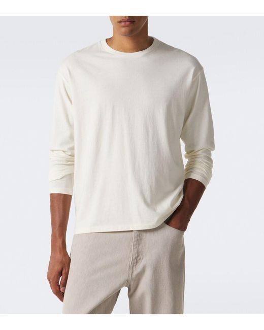 Auralee White Cotton And Cashmere Jersey T-Shirt for men