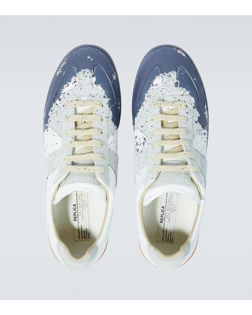 Maison Margiela Bedruckte Sneakers Replica aus Leder in Blue für Herren
