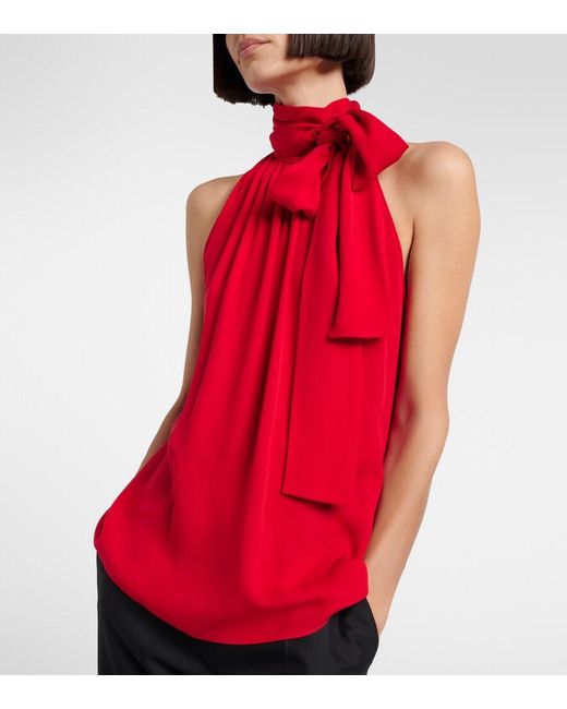 Valentino Red Silk Georgette Blouse