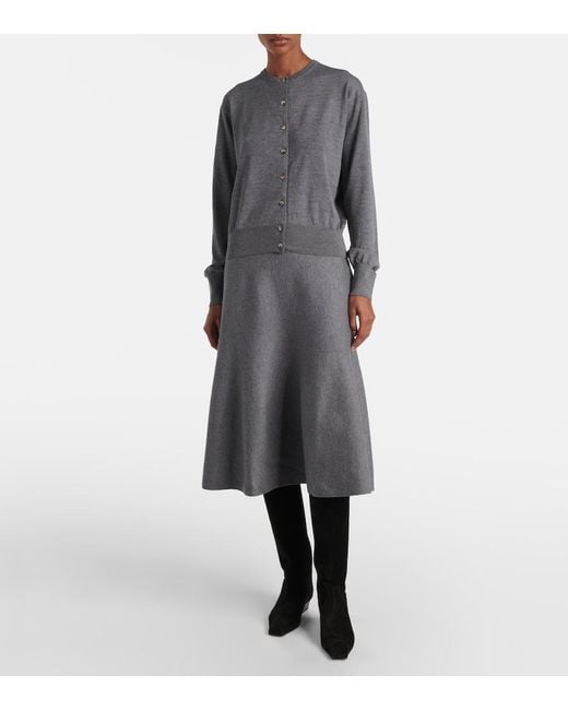 Khaite Gray Jackie Wool Cardigan