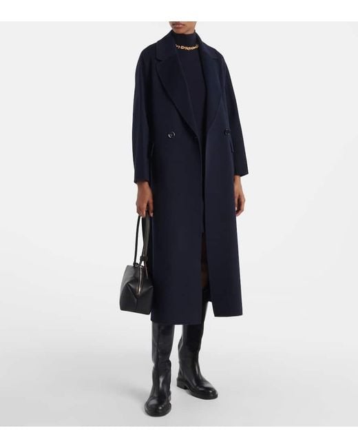 Max Mara Blue Mantel Aus Schurwolle