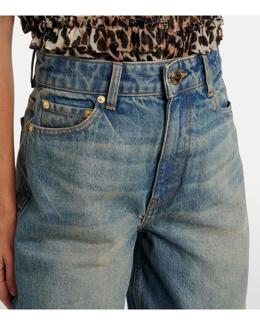 Ganni Blue Stary Barrel-Leg Jeans
