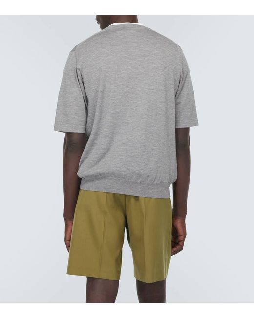 T-shirt in maglia di cashmere di Auralee in Gray da Uomo