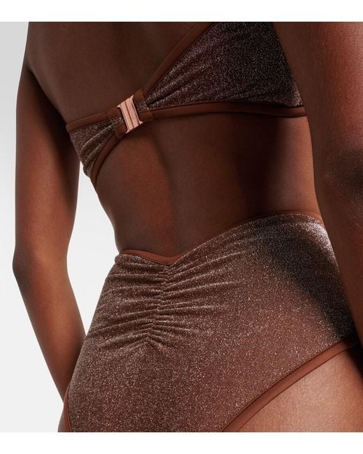 Johanna Ortiz Brown Lame Bikini Bottoms
