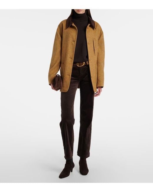 7 For All Mankind Black Calie Straight Mid-Rise Cotton-Blend Velvet Straight Pants