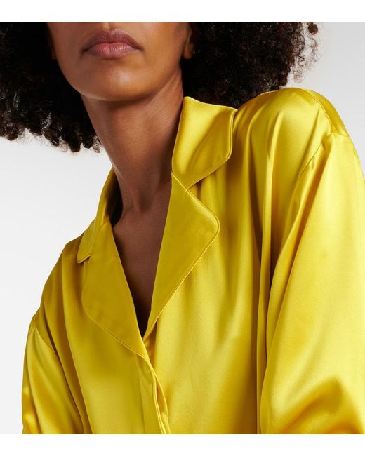 Max Mara Yellow Elegante Vasaio Silk Pajama Shirt