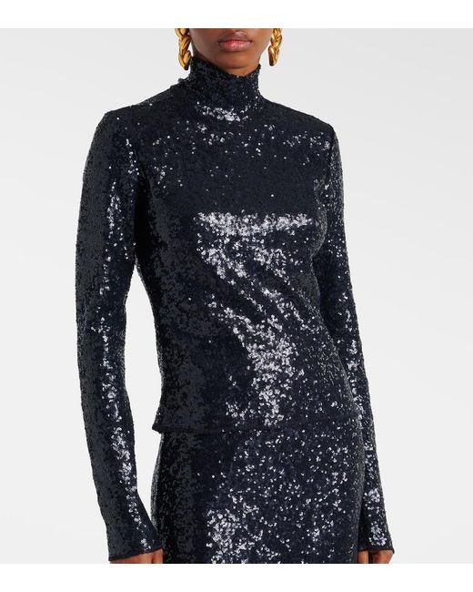 Polo Ralph Lauren Blue Sequined Turtleneck Top