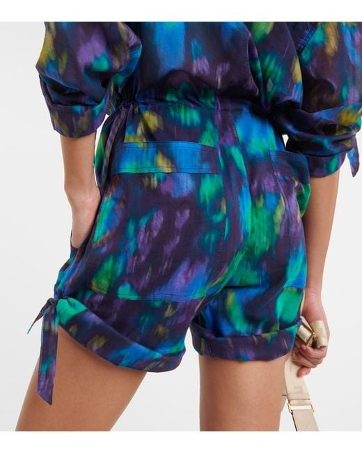 Isabel Marant Blue Niely Printed Cotton Playsuit