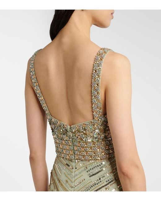Jenny Packham Green Elixir Embellished Bustier Gown