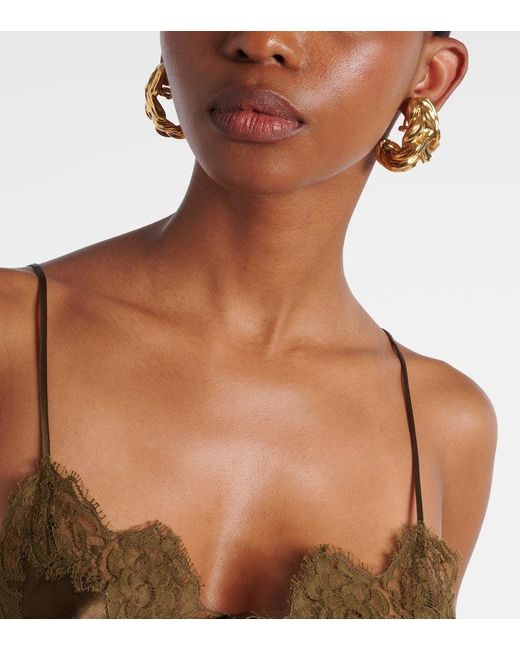 Saint Laurent Metallic Wheat Chain Clip-On Earrings