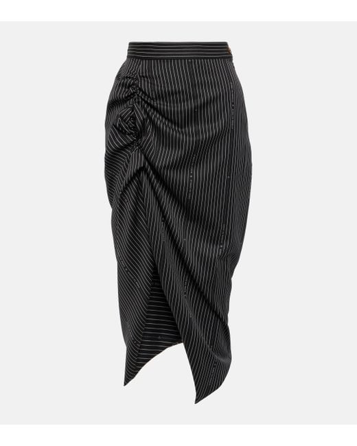 Jupe midi rayee en laine et coton Vivienne Westwood en coloris Black
