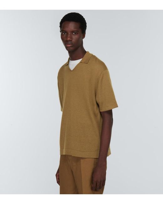 Zegna Green Cotton Pique Polo Shirt for men