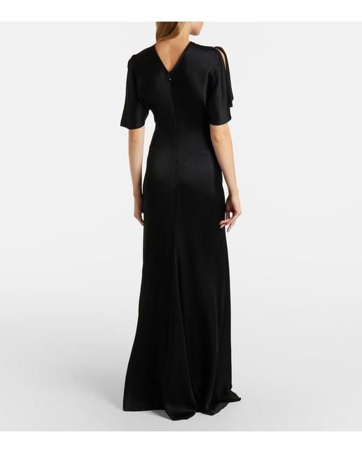 Victoria Beckham Black Isabella Gathered Satin Gown