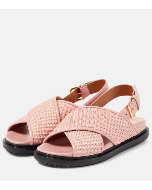 Marni Pink Fussbet Raffia-effect Sandals