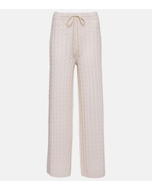 Totême  White Cable-knit Wool-blend Wide-leg Pants