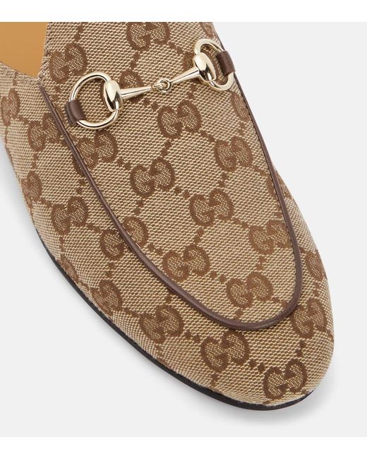 Gucci Natural Slippers Princetown GG aus Canvas