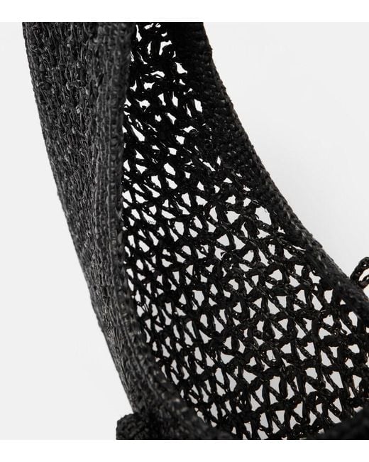Jacquemus Black Raffia Round Beach Tote