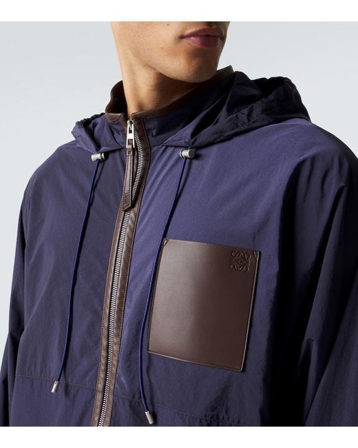 Loewe Blue Paula's Ibiza Leather-Trimmed Ripstop Jacket for men