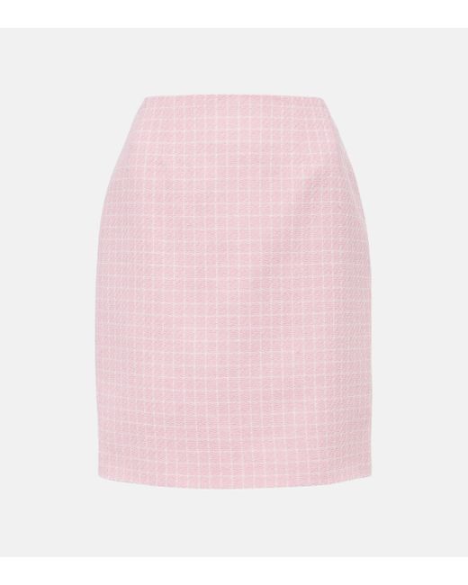 Versace Pink Checked Tweed Pencil Skirt