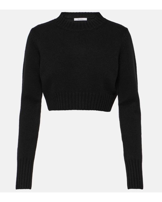 Max Mara Black Jazz Cropped Cashmere Sweater