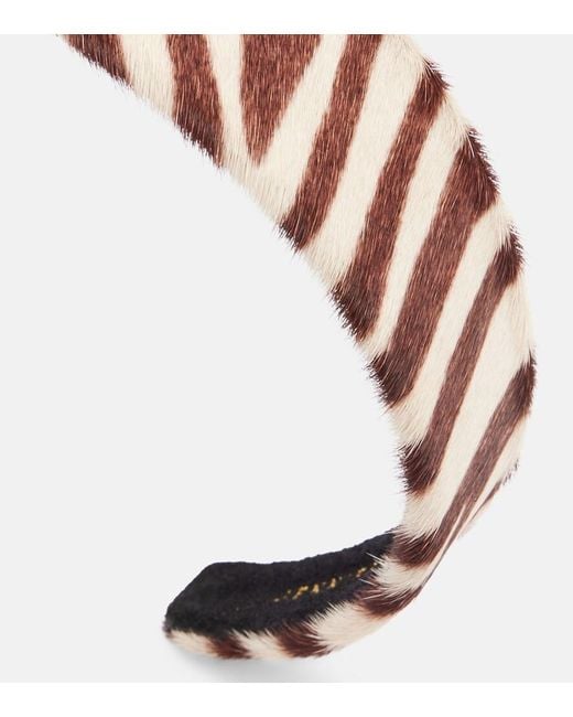 Jennifer Behr White Cruz Zebra-Print Calf Hair Headband