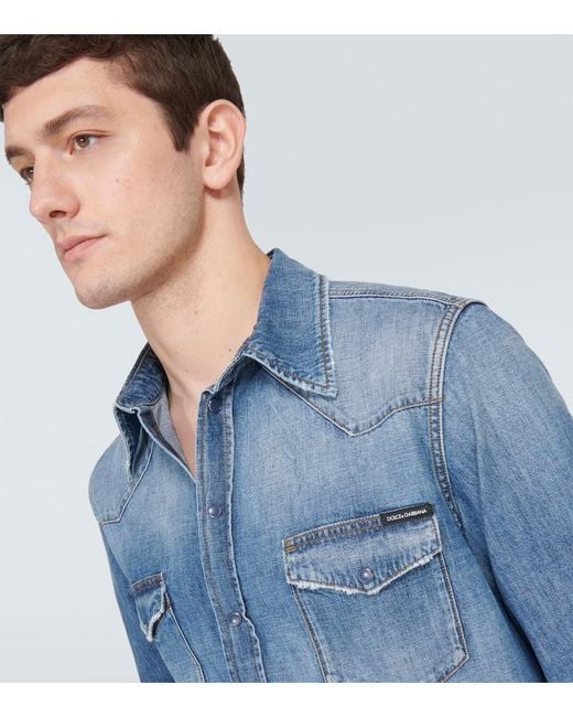 Dolce & Gabbana Blue Denim Shirt for men