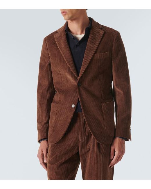 Slowear Brown Cotton Corduroy Blazer for men