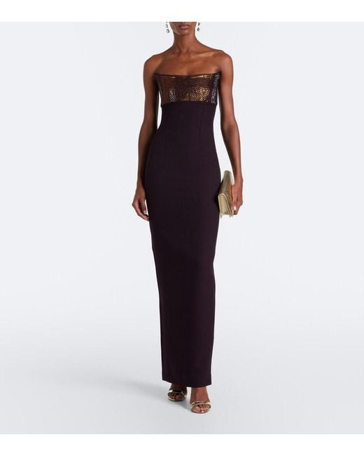 Roland Mouret Purple Embellished Paneled Corset Gown