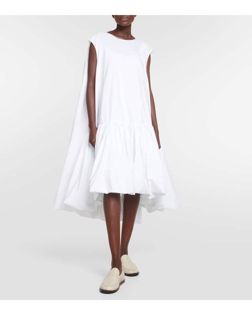 The Row White Tadao Cotton Poplin Midi Dress