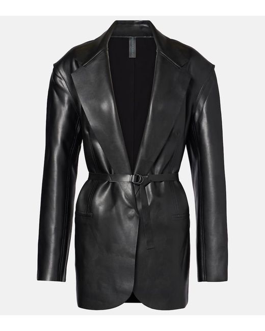Norma Kamali Black Oversized Faux Leather Blazer