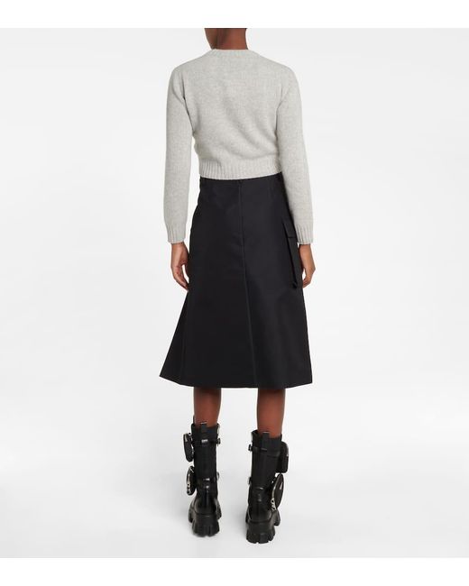 Prada White Wool-Cashmere Logo Sweater