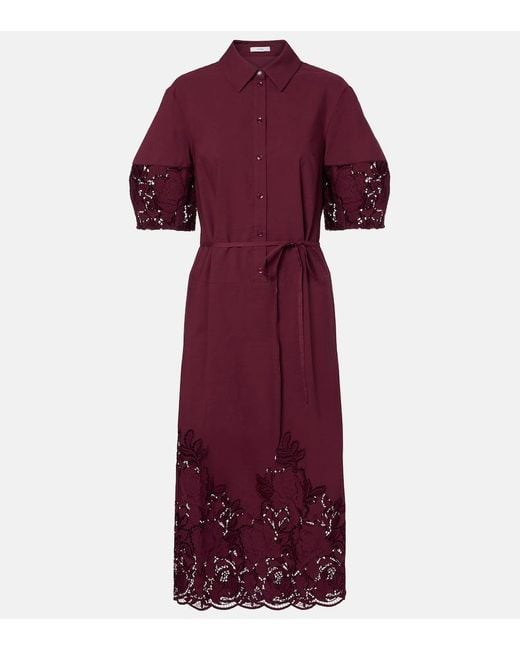 Erdem Purple Hemdblusenkleid Aus Einem Baumwollgemisch