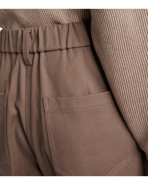 Brunello Cucinelli Brown Cotton-Blend Slim Pants