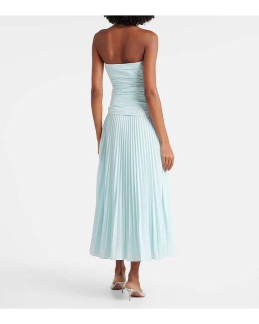 Jonathan Simkhai Blue Arie Pleated Bustier Dress