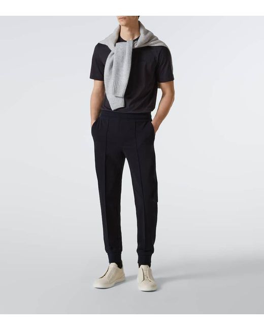 Camiseta De Jersey De Algodon Con Logo Zegna de hombre de color Black