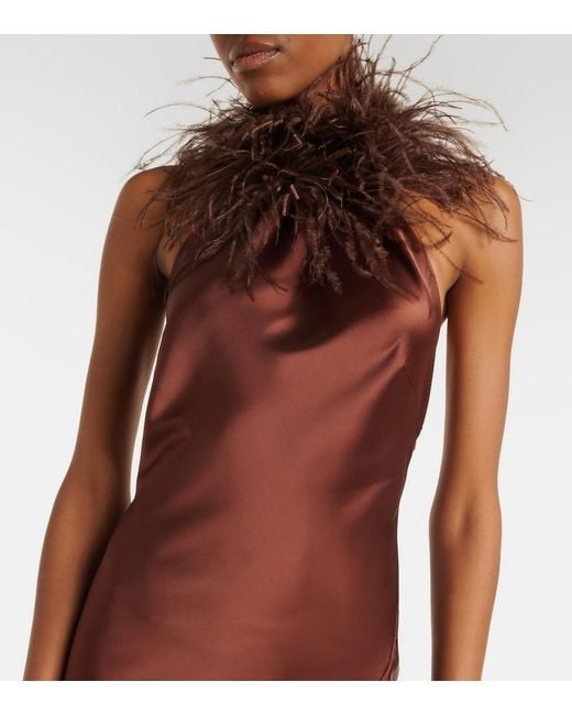 The New Arrivals Ilkyaz Ozel Purple Jazzy Embellished Feather-Trimmed Gown