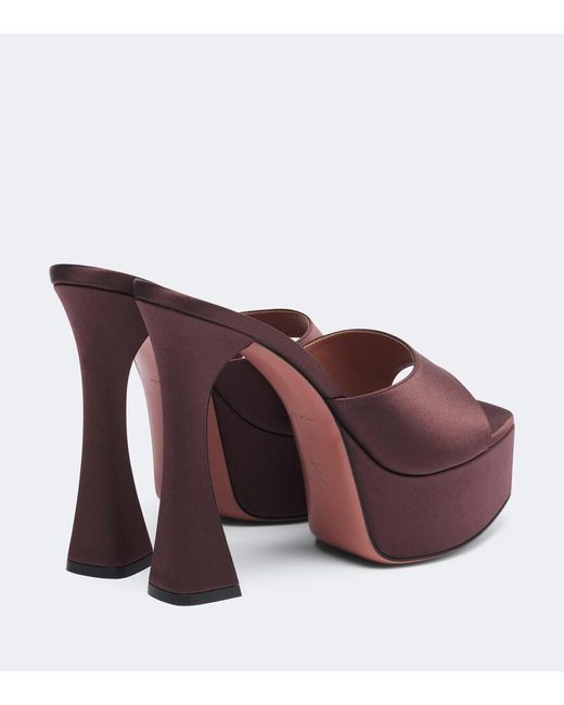 AMINA MUADDI Brown Dalida Satin Platform Mules