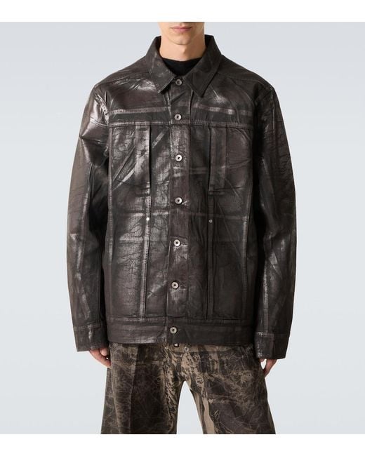 Rick Owens Black Coated Denim Jacket for men