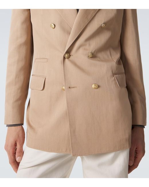 Brunello Cucinelli Natural Silk And Linen Blazer for men