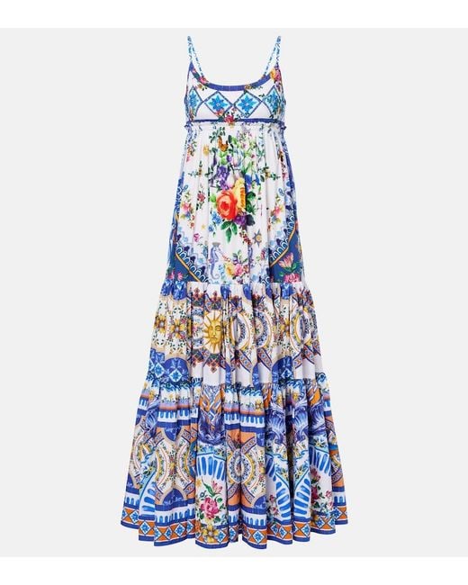 Camilla Blue Floral Cotton Maxi Dress