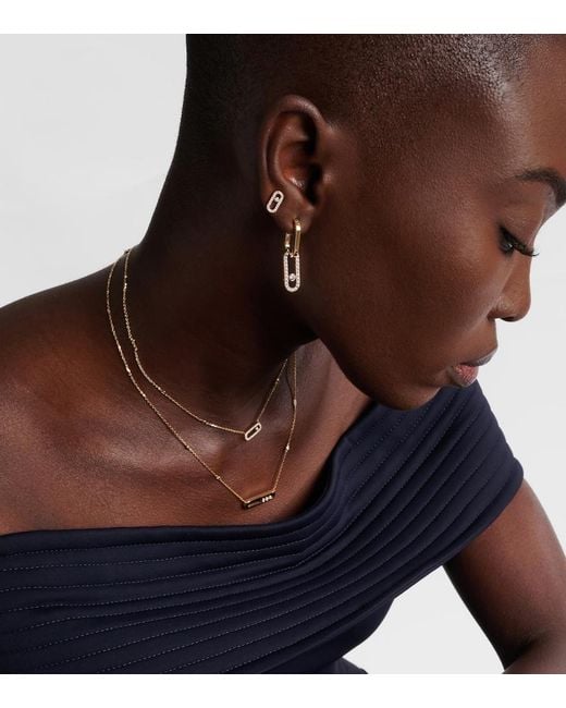 Messika White Move Uno 18Kt Earrings With Diamonds