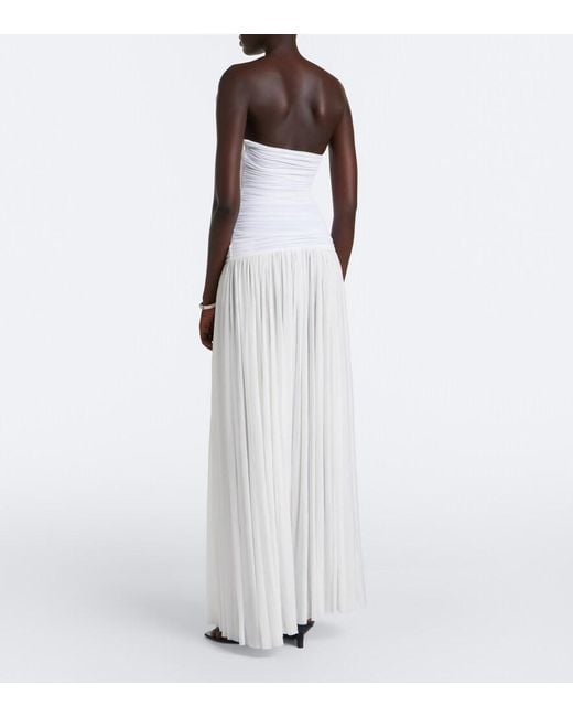 Christopher Esber White Salacia Ruched Bustier Gown