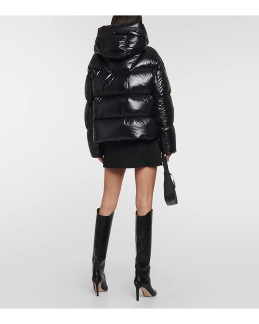 Moncler Black Huppe Appliquéd Quilted Padded Hooded Shell Down Jacket