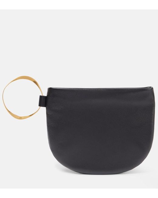 The Row Black Geo Leather Clutch