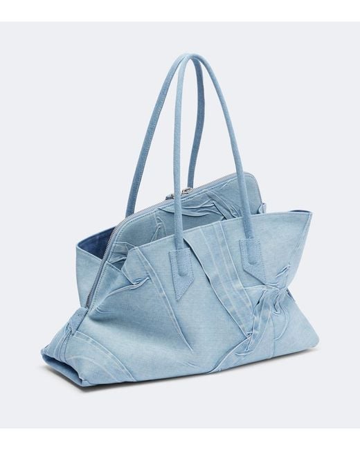 The Attico Blue La Passeggiata Medium Denim Tote Bag