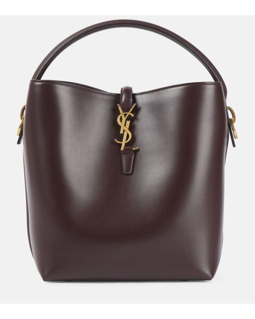 Saint Laurent Brown Leather Bucket Shoulder Bag