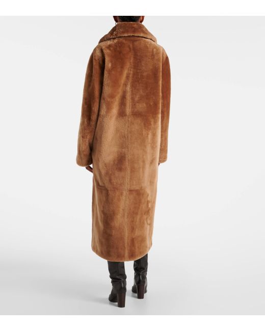 Yves Salomon Brown Shearling Coat