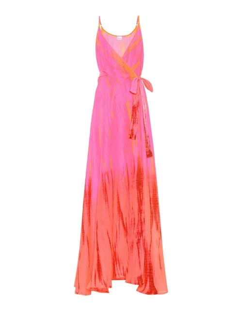 Anna Kosturova Pink Tie-dye Silk Maxi Dress