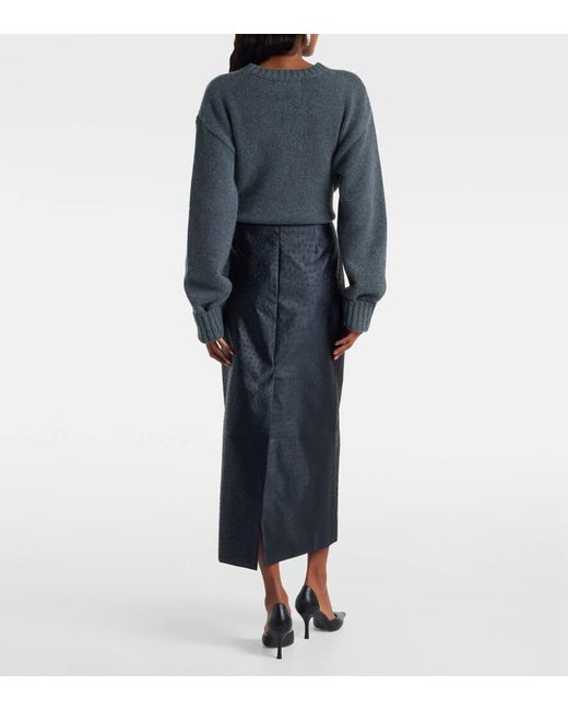 Rohe Black Embossed High-Rise Midi Skirt